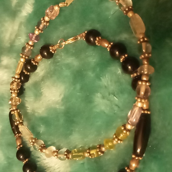 Obsidian, silver, clear quartz and moss quartz stone bracelets 2 Natural stone - Picture 4 of 4